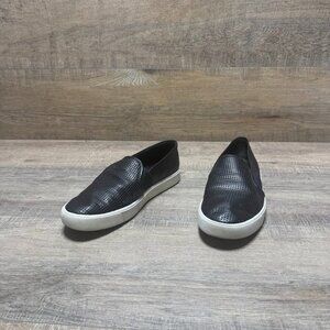 Vince Blair Black Nubuck Leather Perforated Slip On Shoe Women's Size EU 38